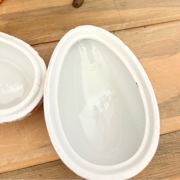 Vintage Norcrest Ceramic Pink Floral Egg Shaped Trinket Box Keepsake Easter - Picture 5 of 7